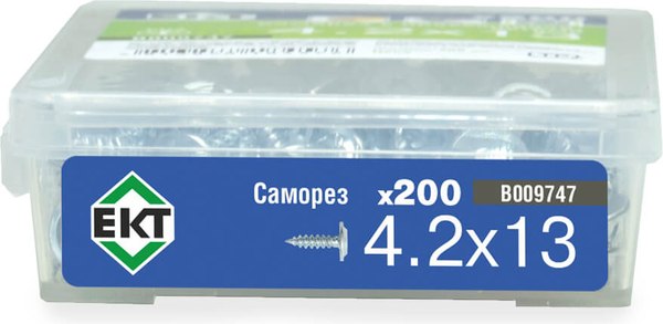 Саморез ЕКТ С прессшайбой 4.2х13 острый / B009747 (200шт, цинк)