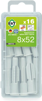 Дюбель универсальный ЕКТ KEW UKD 8x52 / B007210 (16шт, нейлон) - 