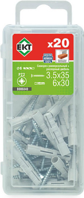 Дюбель распорный ЕКТ 3.5x35 / B006840 (20шт, нейлон) - 