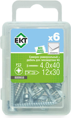 Дюбель для гипсокартона ЕКТ 4.0x40 / B009658 (6шт) - 