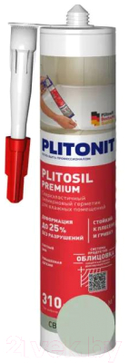 Герметик силиконовый Plitonit PlitoSil Premium санитарный (310мл, светло-серый)