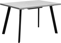 Обеденный стол Гальваник Borg ПГ-39 140x80 (цемент светлый/эмаль черный муар) - 