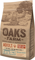 Сухой корм для собак Oak's Farm Беззерновой для малых и миниатюрных пород. Лосось и криль (2кг) - 