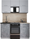 Готовая кухня Интерлиния Мила Gloss 50-15 (пепел софт/керамика/травертин серый) - 