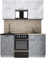 Кухонный гарнитур Интерлиния Мила Gloss 50-16 (белый глянец/керамика/травертин серый) - 