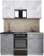 Готовая кухня Интерлиния Мила Gloss 50-16 (белый глянец/керамика/травертин серый) - 