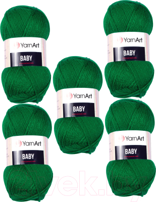 Набор пряжи для вязания Yarnart Baby 100% акрил 150м / 338 (5 мотков, зеленая трава)