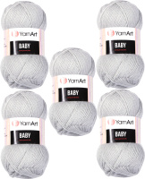 Набор пряжи для вязания Yarnart Baby 100% акрил 150м / 855 (5 мотков, светло-серый) - 