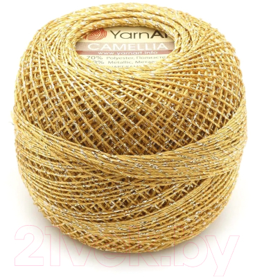 Пряжа для вязания Yarnart Camellia 70% полиэстер, 30% металлик 190м / 2440 (10шт, золотой)