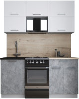 Кухонный гарнитур Интерлиния Мила Gloss 50-16 (белый софт/керамика/травертин серый) - 
