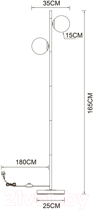 Торшер Arte Lamp Alcor A2224PN-2BK — фото 4