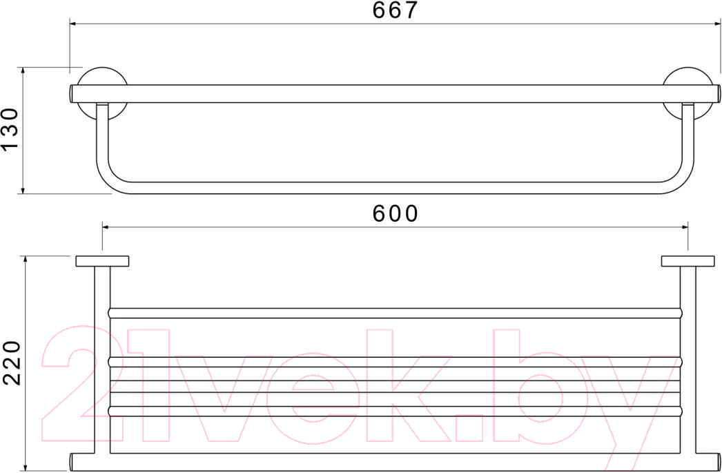 Полка для полотенца Aquatek Оберон AQ4215MB (черный матовый) — фото 2