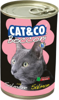 Влажный корм для кошек Adragna Cat&Co кусочки лосося в соусе (405г) - 