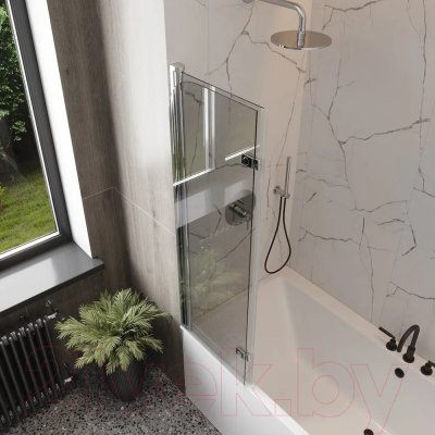 Стеклянная шторка для ванны Teymi Anni 100x140 / T00279 (прозрачное стекло/хром)