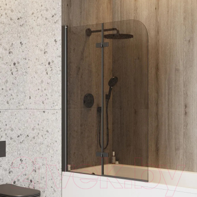 Стеклянная шторка для ванны Teymi Anni S 100x140 / T00281 (тонированное стекло/черный матовый)
