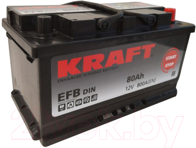 Автомобильный аккумулятор KrafT EFB 80 R / EFB-L4 (80 А/ч)