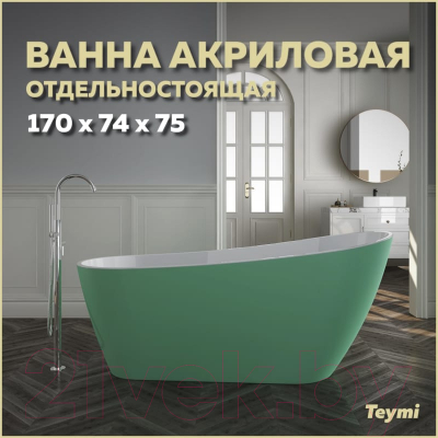 Ванна акриловая Teymi Solli 170x74x75 / T130107 (зеленый матовый)