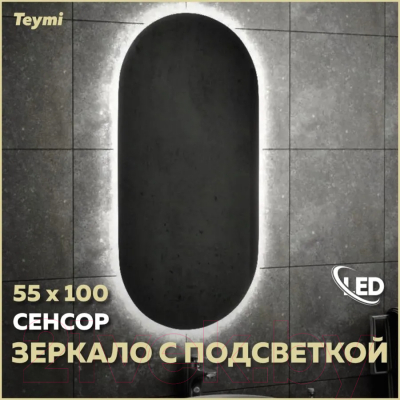 Зеркало Teymi Iva 55x100 / T20603IR (подсветка, сенсор на взмах)