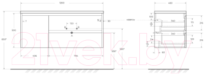 Купить Тумба под умывальник BelBagno Kraft / KRAFT-1200-2C-1A-SO-RT-R  