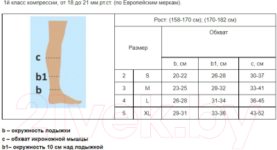 Гольфы компрессионные Польза 3001 ниже колена 2 кл.к. (р.2 (S), рост1, черный хлопок)