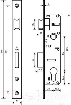 Изображение товара Замок врезной БУЛАТ ЗВ 4-1.25.85.23.08