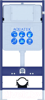 Унитаз подвесной с инсталляцией Aquatek Вега INS-0000012 + AQ1905-00 (с сиденьем и кнопкой)