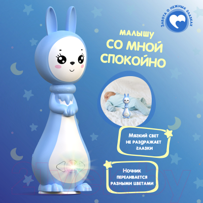 Интерактивная игрушка BertToys Зайчик Грызушка / 4630017955824 (синий)