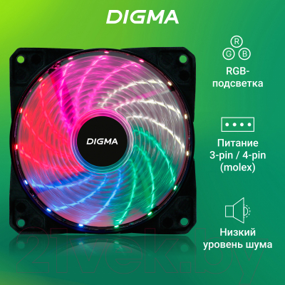 Вентилятор для корпуса Digma DFAN-FRGB2