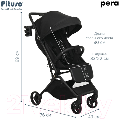 Детская прогулочная коляска Pituso Pera / X-33 (Black)