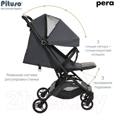 Детская прогулочная коляска Pituso Pera / X-33 (Graphite)