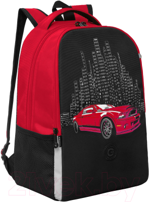Школьный рюкзак Grizzly RB-451-8 (черный/красный)