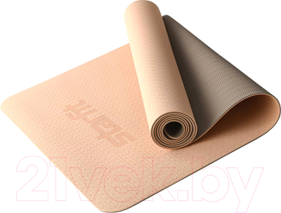 Коврик для йоги и фитнеса Starfit FM-201 TPE (183x61x0.4см, персиковый/серый)