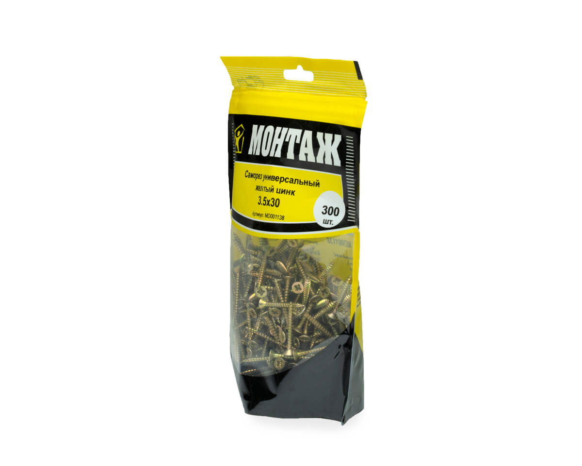 Саморез Монтаж Универсальный 3.5x30 / MD001138 (300шт, желтый цинк) — фото 4