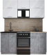 Готовая кухня Интерлиния Мила Gloss 50-17 (белый глянец/керамика/травертин серый) - 