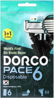 Набор бритвенных станков Dorco Pace 6 одноразовые (4шт) - 