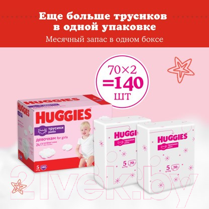 Подгузники-трусики детские Huggies 5 для девочек 12-17кг