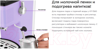 Кофеварка эспрессо Kitfort KT-7180-3 (черный/лавандовый)