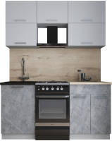 Кухонный гарнитур Интерлиния Мила Gloss 50-16 (пепел софт/керамика/травертин серый) - 