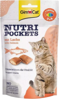 Лакомство для кошек GimCat Nutri Pockets с лососем без мясных ингредиентов / 419435 (60г) - 