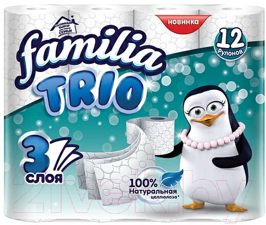 Туалетная бумага FAMILIA Trio трехслойная (12рул, белый)