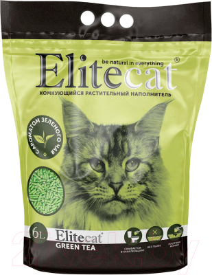 Наполнитель для туалета EliteCat Tofu Green Tea растительный / 6003/EC (6л/2.7кг)