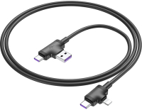 Кабель Borofone BX73 4в1 USB-Type-C to Type-C-Ligthning (черный) - 