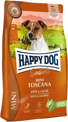 Сухой корм для собак Happy Dog Mini Toscana. Утка и лосось / 61300 (10кг)