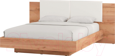 Двуспальная кровать Doma Леон 140x200 (дуб бунратти/белый)