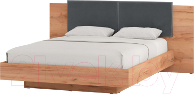 Двуспальная кровать Doma Леон 140x200 (дуб бунратти/софт грей)