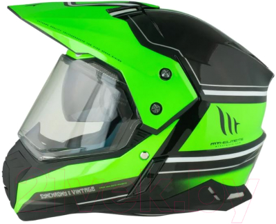 Мотошлем MT Helmets Synchrony Duo Sport Vintage (M, глянцевый черный/зеленый)