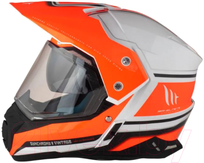 Мотошлем MT Helmets Synchrony Duo Sport Vintage (S, глянцевый перламутр белый/оранжевый)