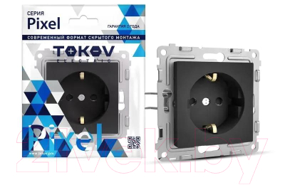 Розетка Tokov Electric Pixel TKE-PX-R1ZSF-C14 (карбон)