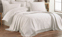 Набор текстиля для спальни DO&CO Elit с гипюром 240x260 / 11566 (кремовый) - 