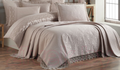 Набор текстиля для спальни DO&CO Elit с гипюром 240x260 / 11566 (бежевый)